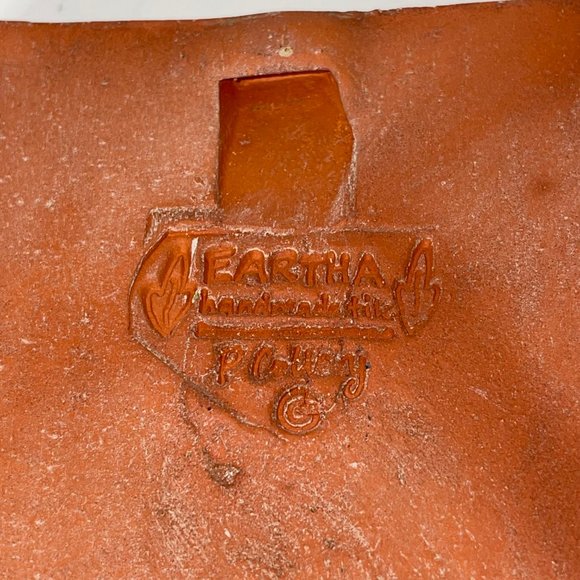 Eartha Handmade Pottery Tile Glazed with Mirror P. Collery Stamp - Picture 9 of 12